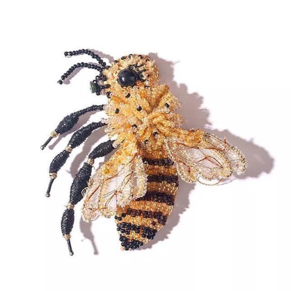 Deepa Gurnani Honeybee  Brooch In Yellow - NWT - Jewelry Pouch Included - Picture 1 of 5
